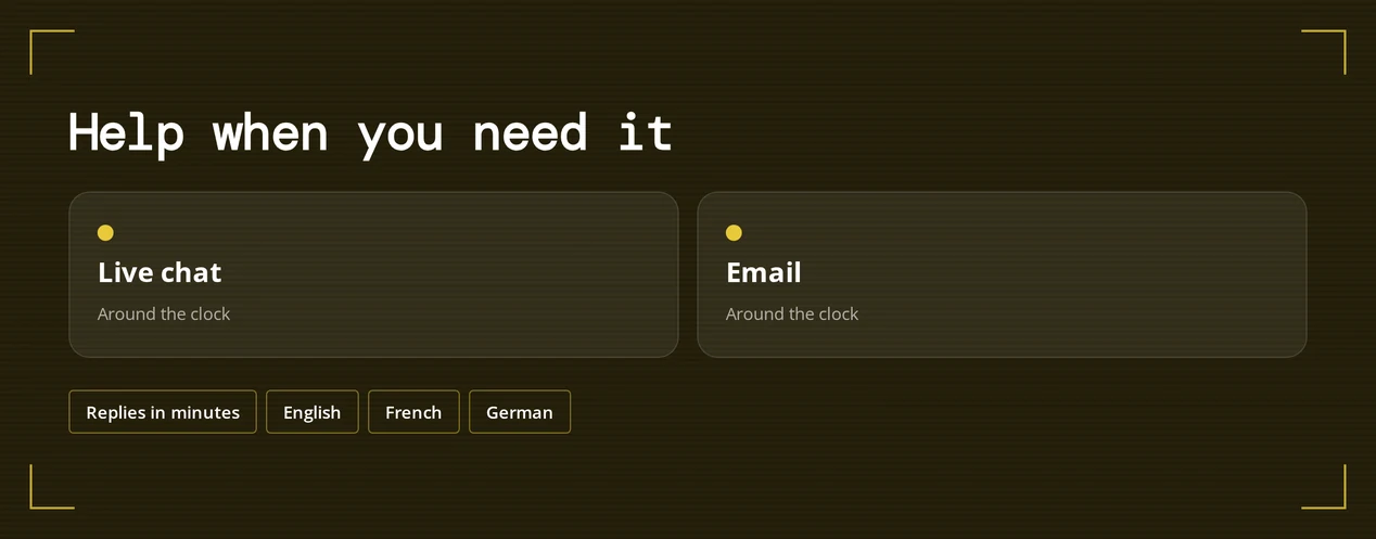 Reach live chat agents.